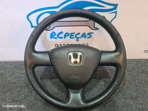 VOLANTE GUIADOR COMPLETO HONDA CIVIC VII 7 MK7 SPORT PELE PERFURADA AIRBAG - 1