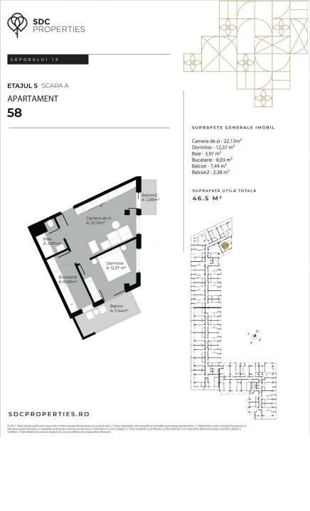 Apartament 2 camere finisat , 47 mp, etaj intermediar, zona Sopor — fotografia 1