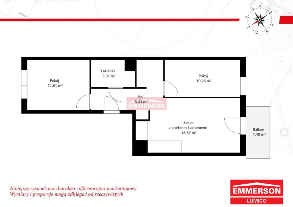3-pokoje, Rondo Matecznego, 2 - balkony - Pełny obrazek: 4/4
