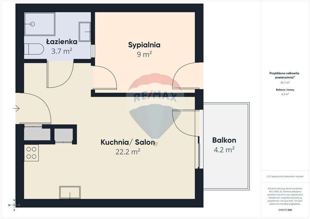 Dwupokojowy apartament 35,71 m² w Mielenku-3