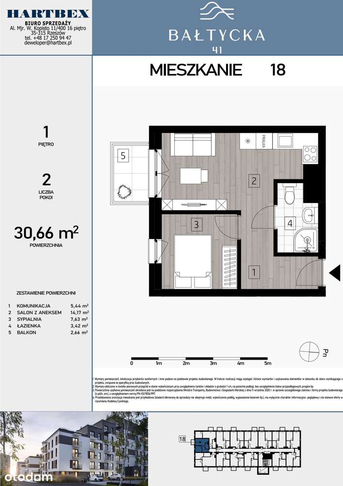 2-pokojowe mieszkanie 30m2 + balkon - Pełny obrazek: 2/7
