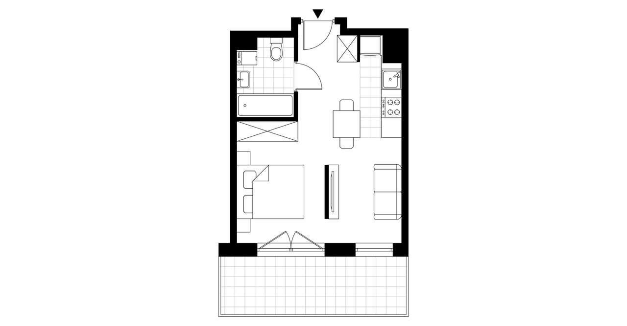 1-pokojowe mieszkanie 28m2 + balkon - Pełny obrazek: 3/8