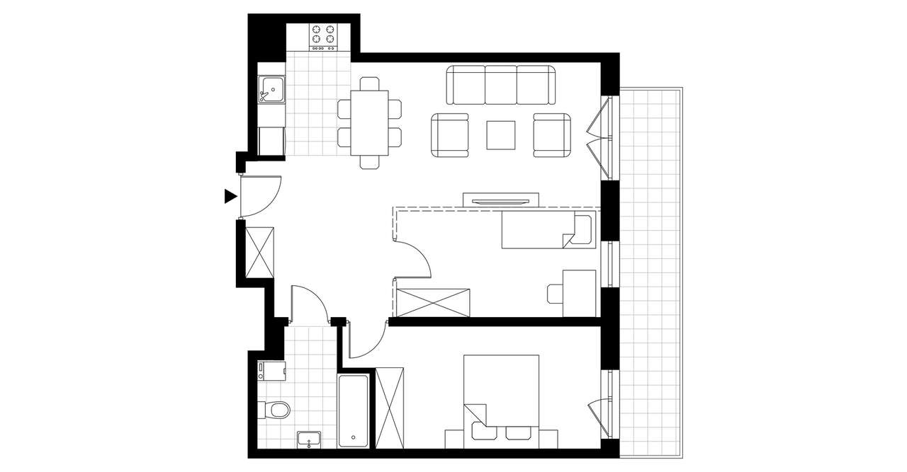 3-pokojowe mieszkanie 57m2 + balkon - Pełny obrazek: 3/8