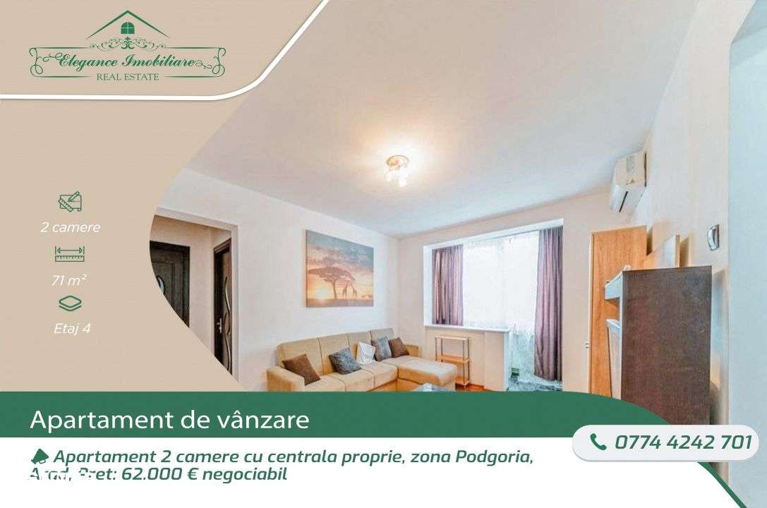 Apartament 2 camere cu centrala proprie, zona Podgoria, Arad - Imagine principală: 1/9