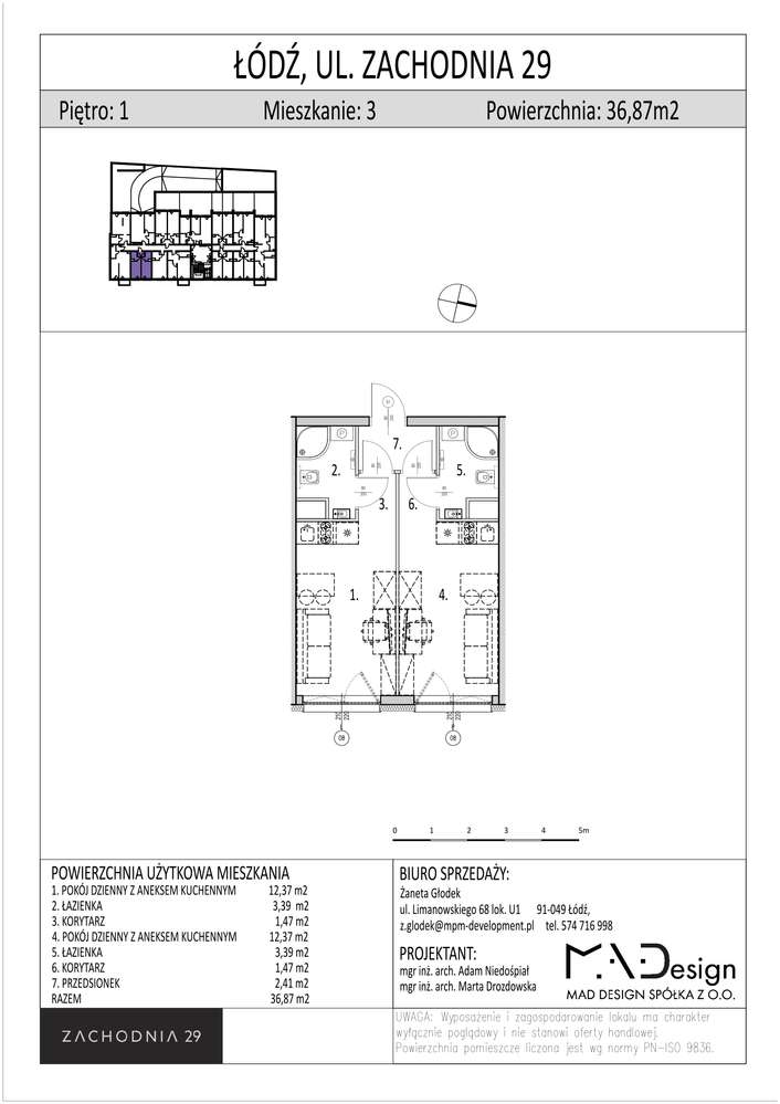 Zachodnia 29 | mieszkanie 2-pok. | 3 - Pełny obrazek: 2/7