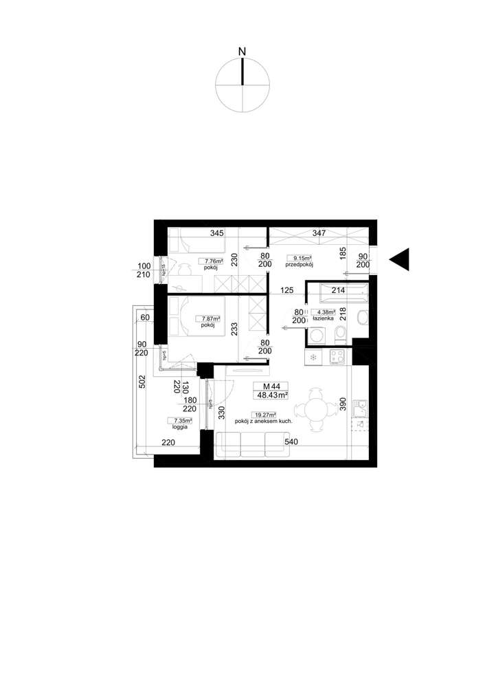 Kalaminta | mieszkanie 3-pok. | 44_ 4 - Pełny obrazek: 2/7