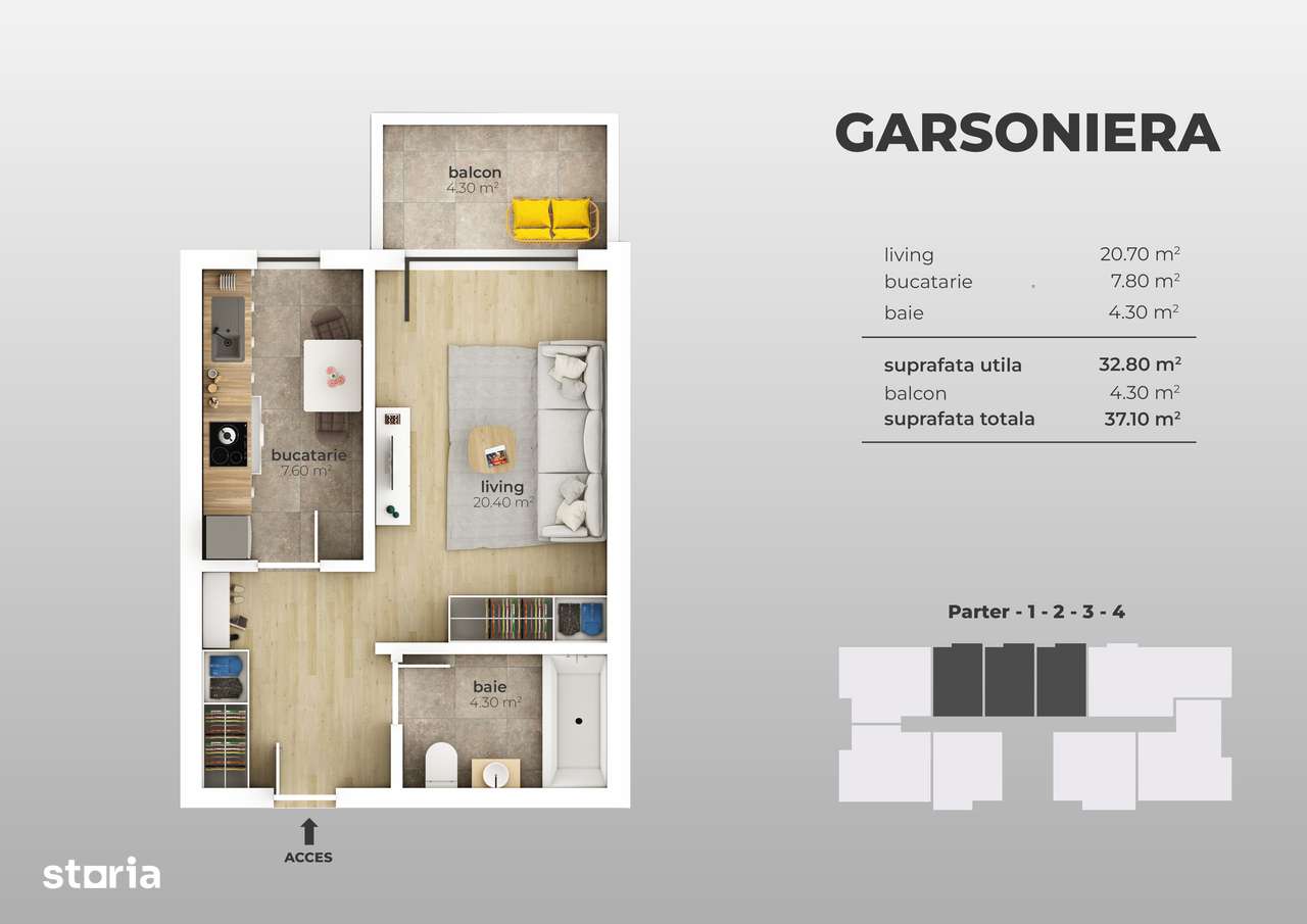 PROMOTIE!! Garsoniera spatioasa 37mp , Metrou Aparatorii Patriei