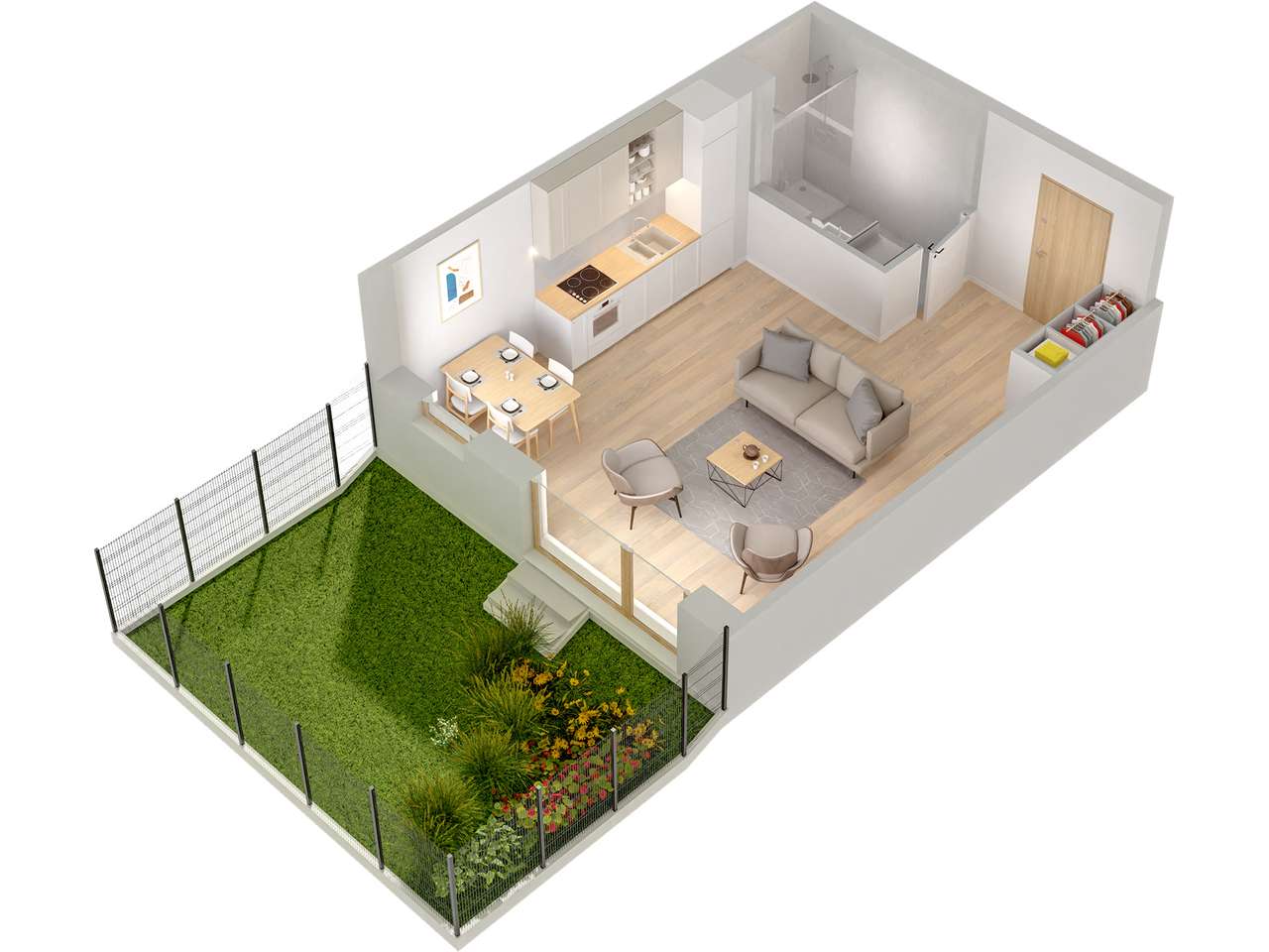 1-pokojowe mieszkanie 35,47 m2 + ogródek - Pełny obrazek: 4/9