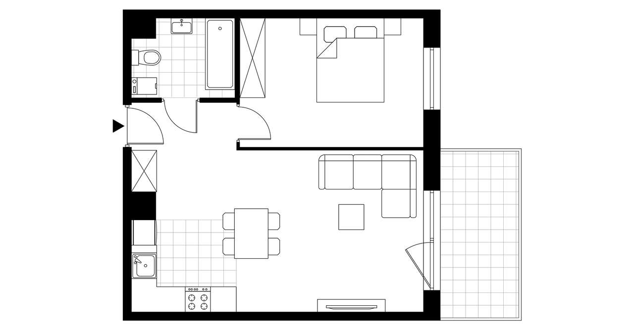 2-pokojowe mieszkanie 46m2 + balkon Bezpośrednio - Pełny obrazek: 4/6