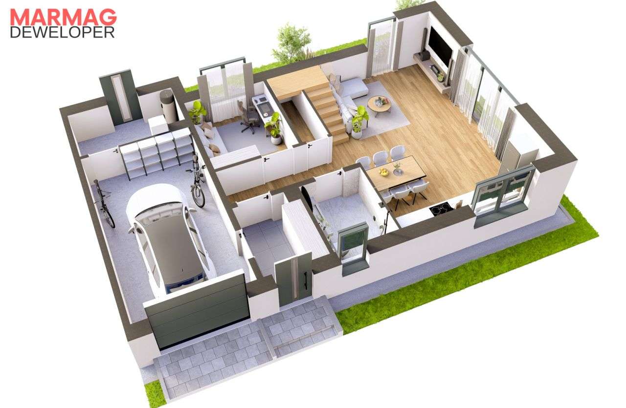 Dom jednorodzinny oddzielony garażami-5