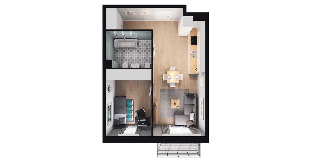 2-pokojowe mieszkanie 40m2 + balkon Bez Prowizji - Pełny obrazek: 2/8