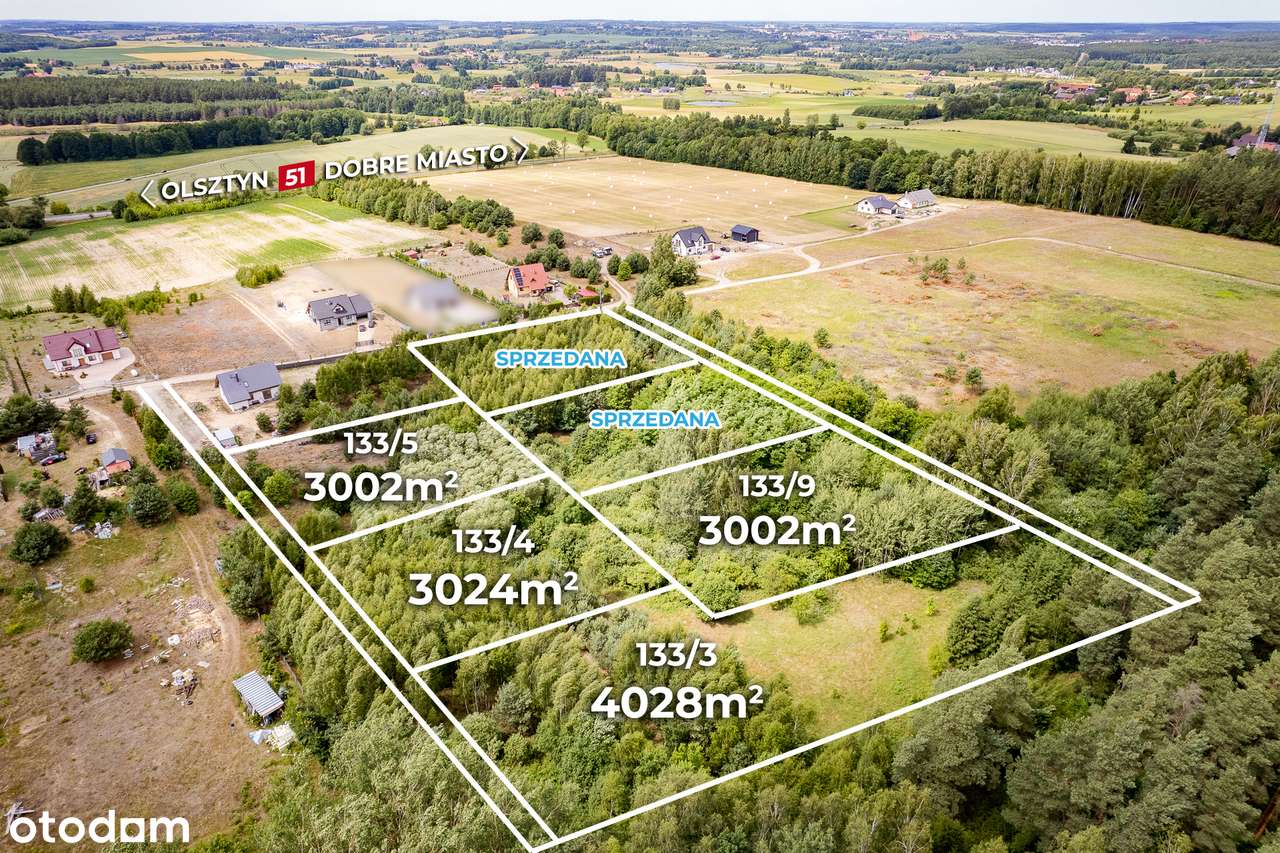 Działka budowlana 3002 m2 przy lesie Barcikowo Dobre Miasto-4