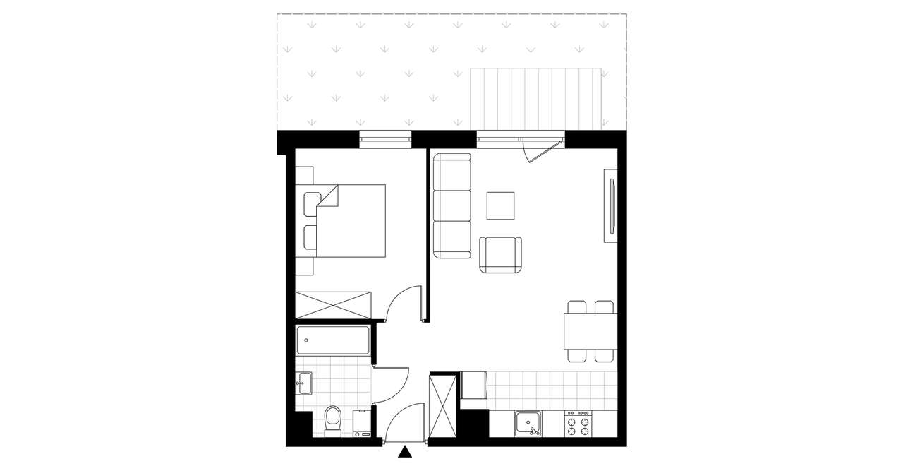 2-pokojowe mieszkanie 44m2 + ogródek - Pełny obrazek: 3/8
