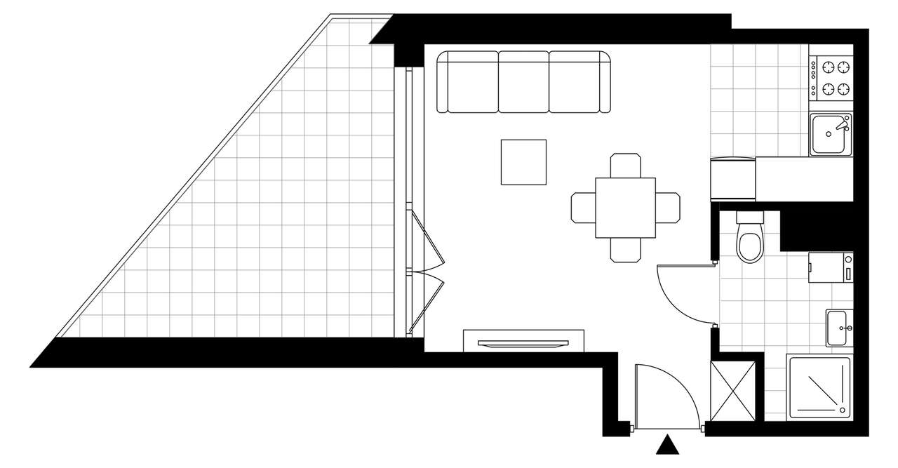 1-pokojowe mieszkanie 25m2 + loggia - Pełny obrazek: 4/9