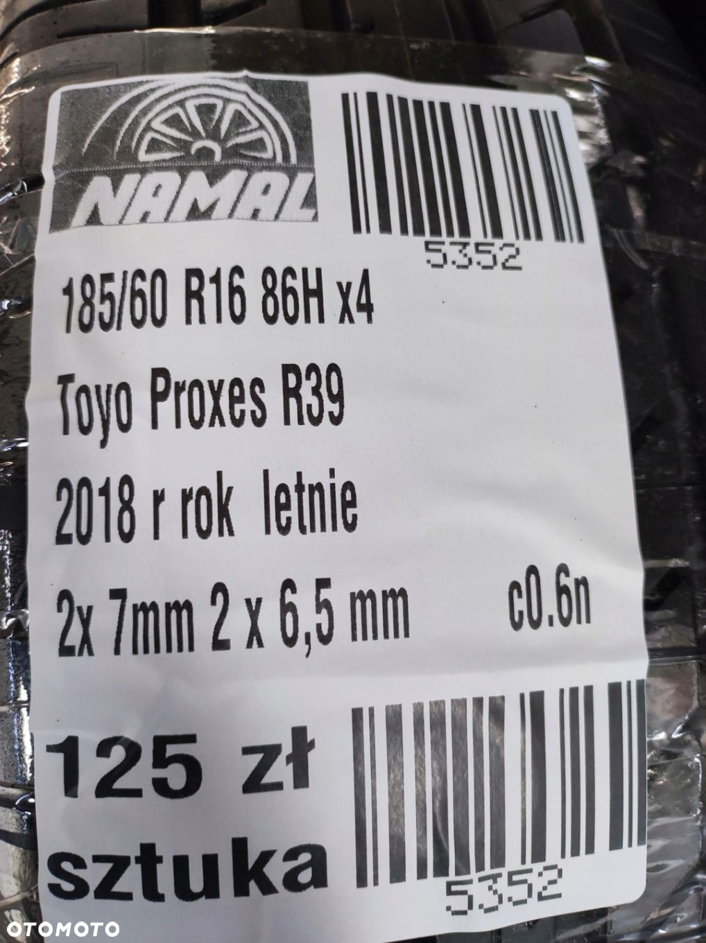 185/60r16 toyo 2018 opony letnie 7mm 5352 - 5