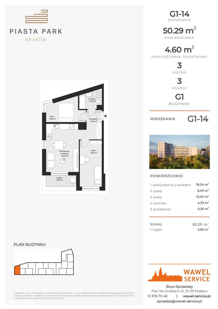 Piasta Park V​I | mieszkanie 3-pok. | G1-14 - Pełny obrazek: 2/7