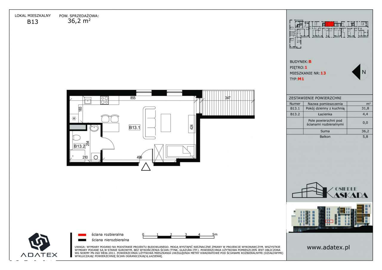 Osiedle Kaskada | mieszkanie 1-pok. | B13 - Pełny obrazek: 2/8