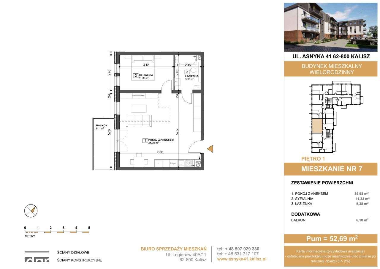 Mieszkanie nr 7 w Nowym Budynku Asnyka 41 - Pełny obrazek: 2/7