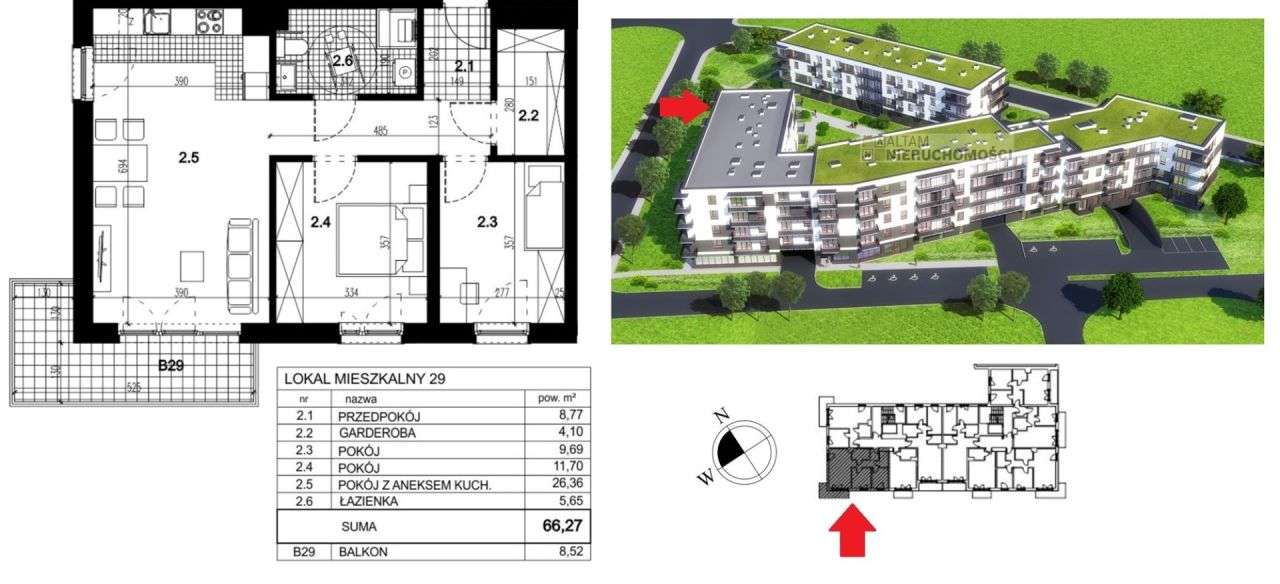 3pok|ok Lipska/Saska|balkon 8,5m2|Bagry|0%|Eng - Pełny obrazek: 1/3