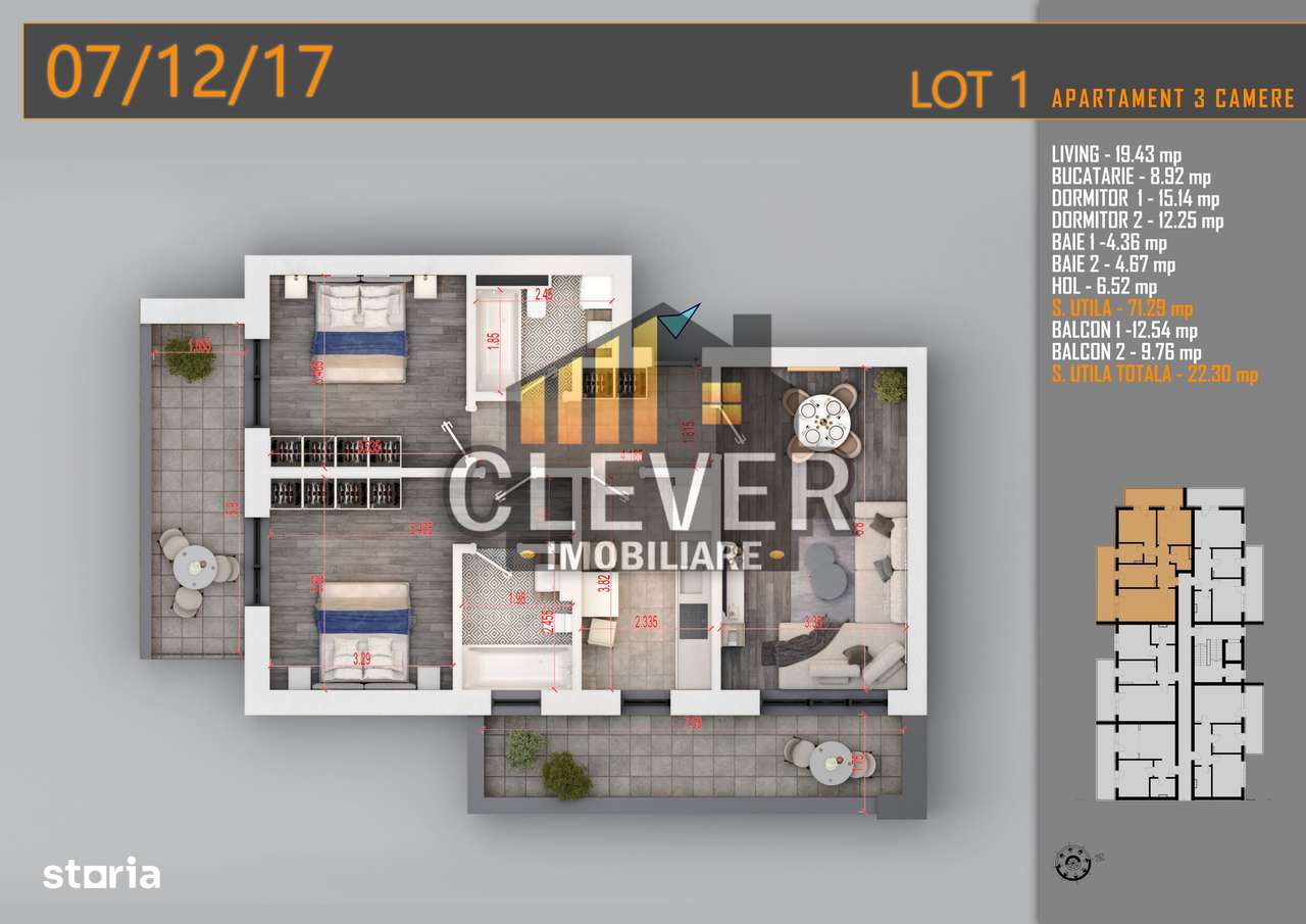 3 Camere, 2 Bai, 2 Balcoane, Comision 0, Pallady, metrou Teclu