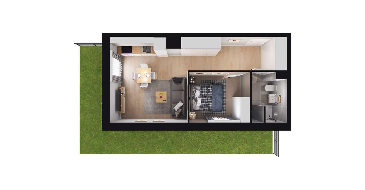 2-pokojowe mieszkanie 36m2 + ogródek - Pełny obrazek: 2/8