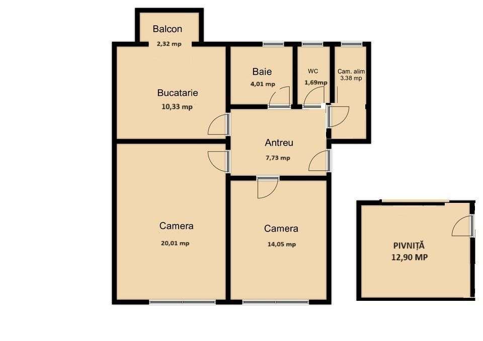 0% comision 2 camere decomandate, orientare Sud, langa Hilton, Central-7