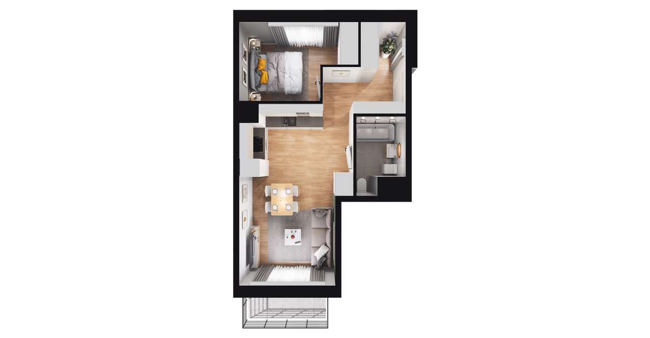 2-pokojowe mieszkanie 38m2 + balkon Bez Prowizji - Pełny obrazek: 2/8