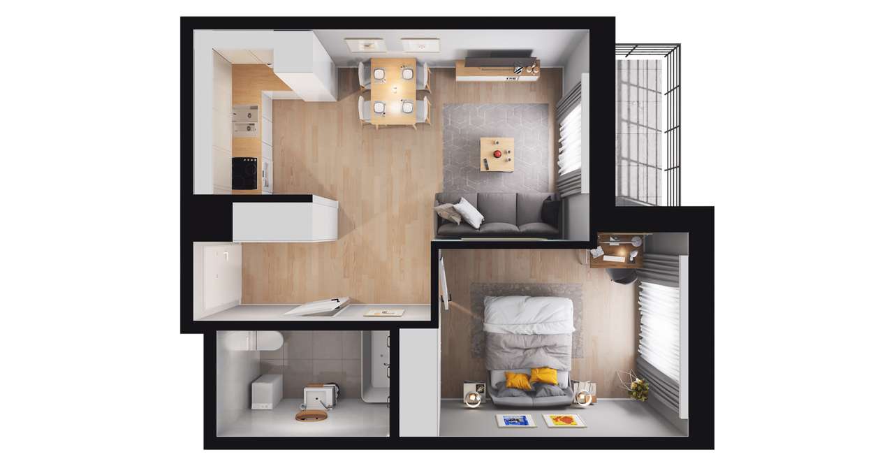 2-pokojowe mieszkanie 39m2 + balkon Bezpośrednio - Pełny obrazek: 2/8