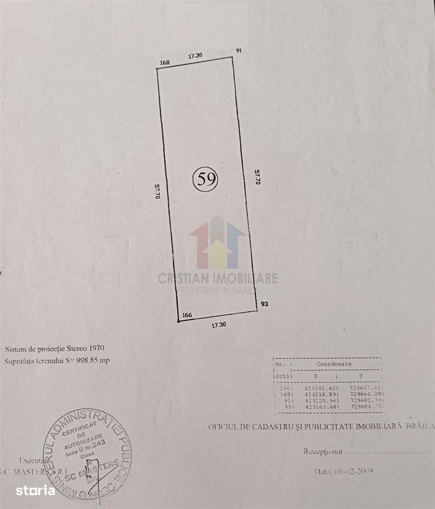 Teren 998 mp, deschidere 57,7 m, pret 95 euromp zona Rezidentiala - Imagine principală: 2/5