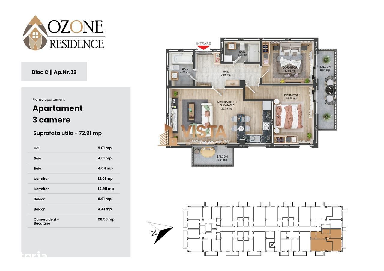 Ozone Residence, Apartament 3 camere, Zona Coresi-Tractorul, Brasov