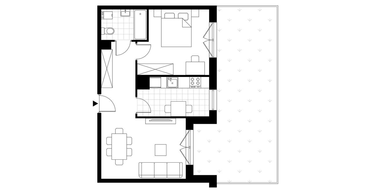 2-pokojowe mieszkanie 44m2 + ogródek - Pełny obrazek: 2/8