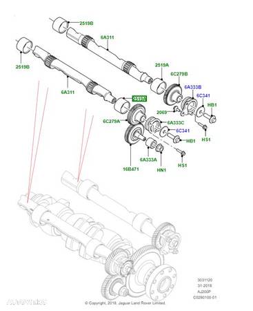 Carcasa rulment spate arbore balansier motor 2.0 Ingenium AJ200 Discovery Sport / RR Evoque / Velar/ Range Rover Sport/ Discovery 5 - 1