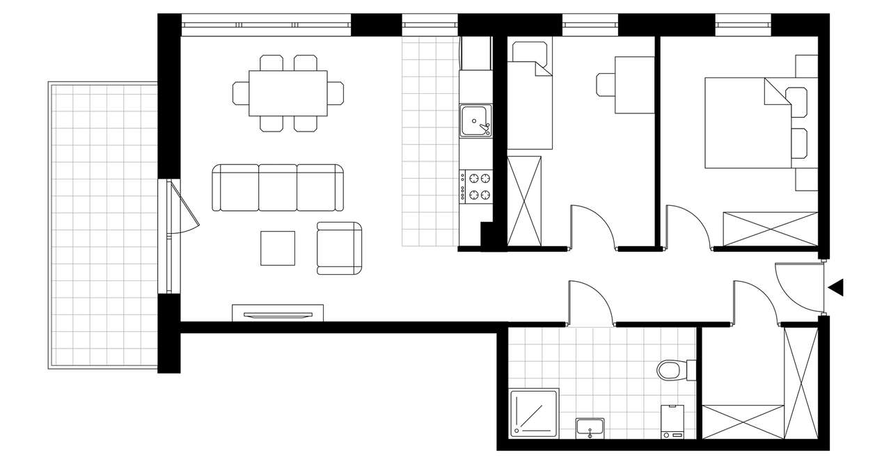 3-pokojowe mieszkanie 63m2 + balkon Bezpośrednio - Pełny obrazek: 3/7