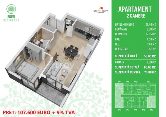 Apartamente 2 camere Otopeni, pompe caldura, piscina, parc-7