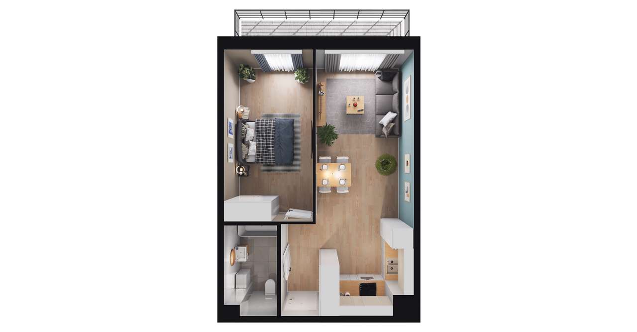 2-pokojowe mieszkanie 45m2 + balkon Bez Prowizji - Pełny obrazek: 3/8