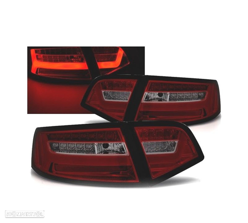 FAROLINS TRASEIROS PARA AUDI A6 4F 08-11 LIGHT BAR VERMELHO FUMADO - 1