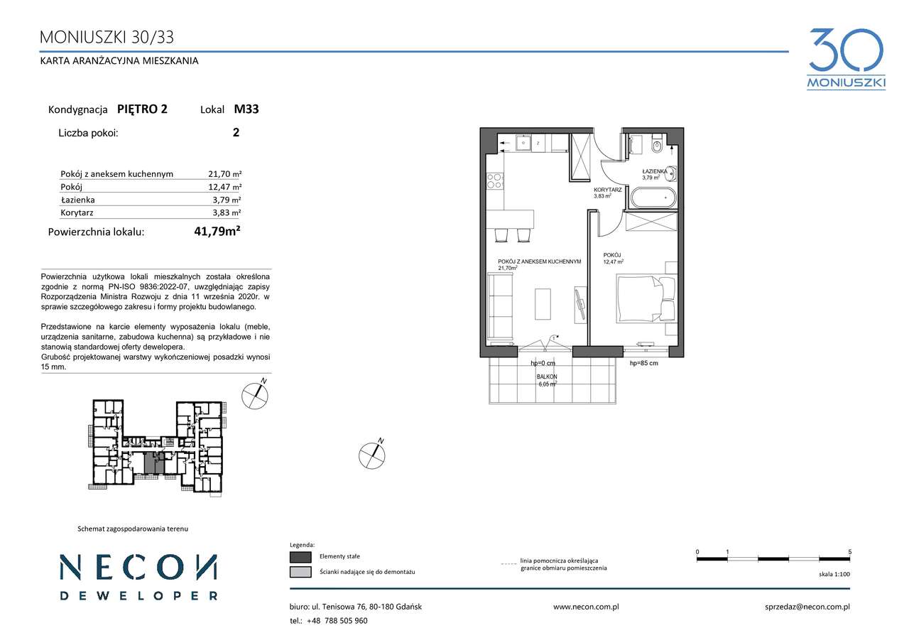 2-pokojowe mieszkanie 41,79 m2 MONIUSZKI 30/33 - Pełny obrazek: 2/8