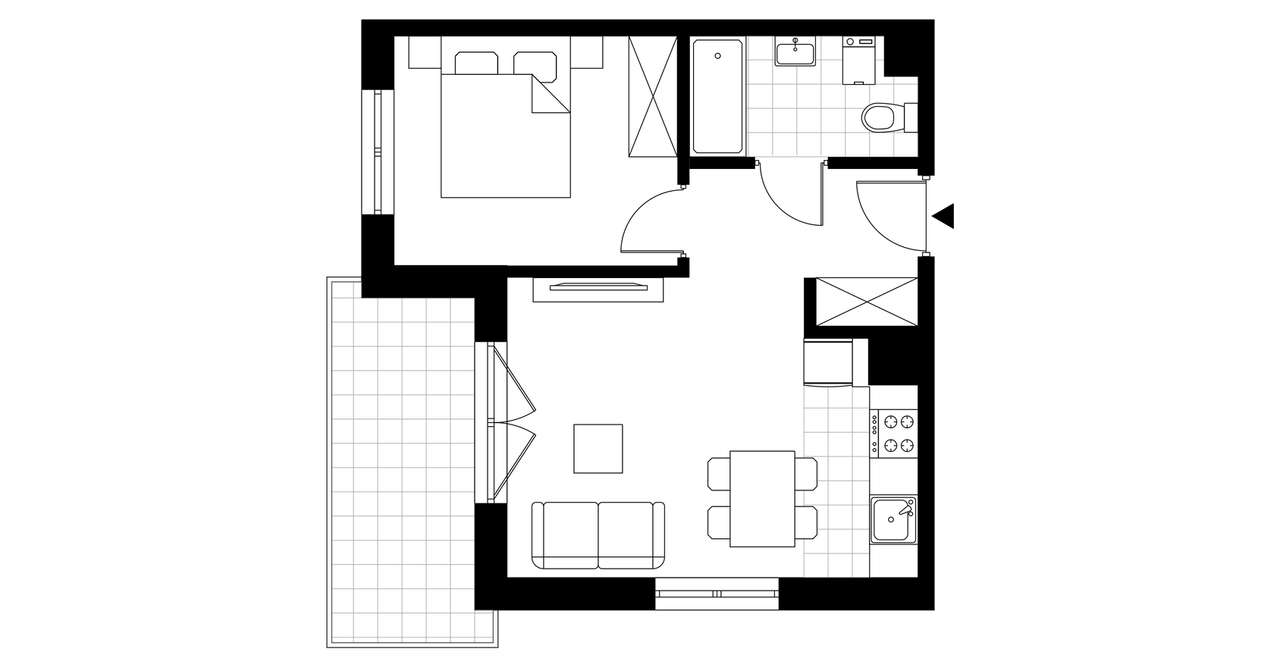 2-pokojowe mieszkanie 36m2 + balkon Bezpośrednio - Pełny obrazek: 3/8