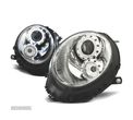 FARÓIS FRONTAIS PARA MINI COOPER R56 R57 06-10 OLHOS DE ANGEL FUNDO CROMADO - 1