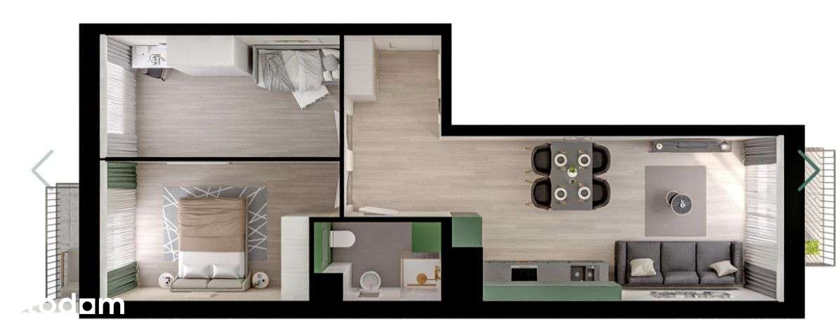 2 balkony, zieleń dookoła-1