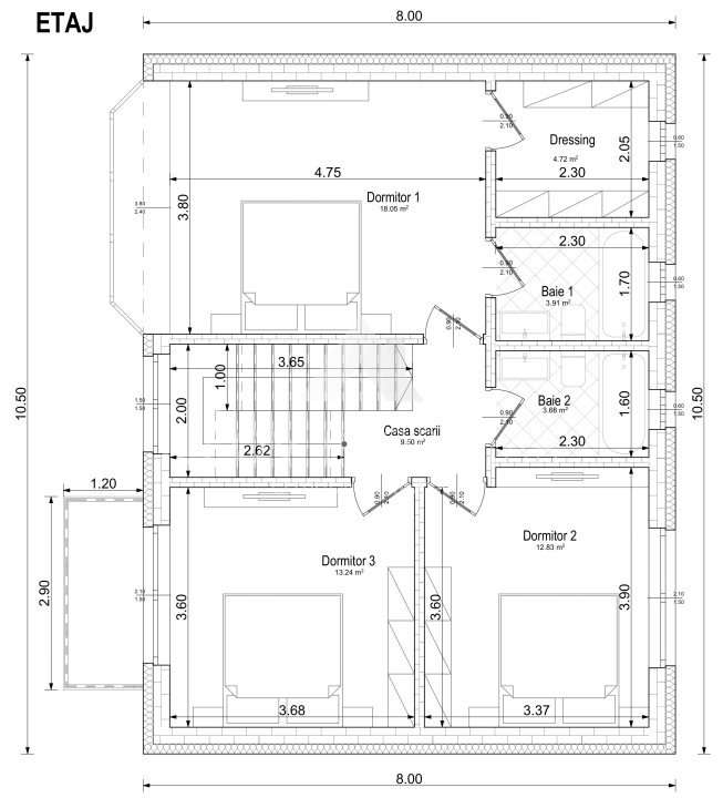 Vila superba P+1 Tunari 171mp, 4 camere, curte proprie, tigla ceramica-12