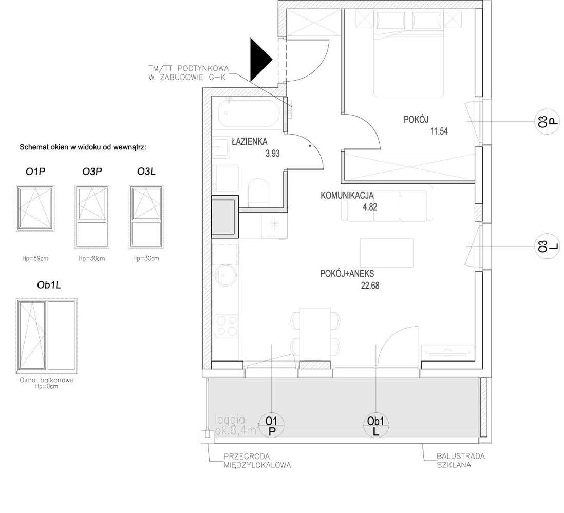 2-pokojowe mieszkanie 43m2 + loggia Bezpośrednio - Pełny obrazek: 2/9