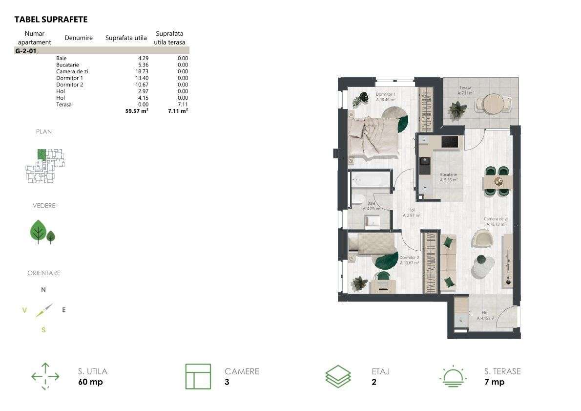 DENYA FOREST 7 bloc nou nZEB - Apartament 3 camere - comision 0% - Imagine principală: 2/16