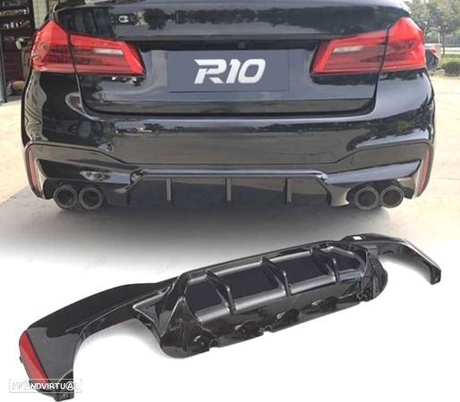 DIFUSOR TRASEIRO PARA BMW G30 G31 LOOK M5 PRETO BRILHANTE - 1