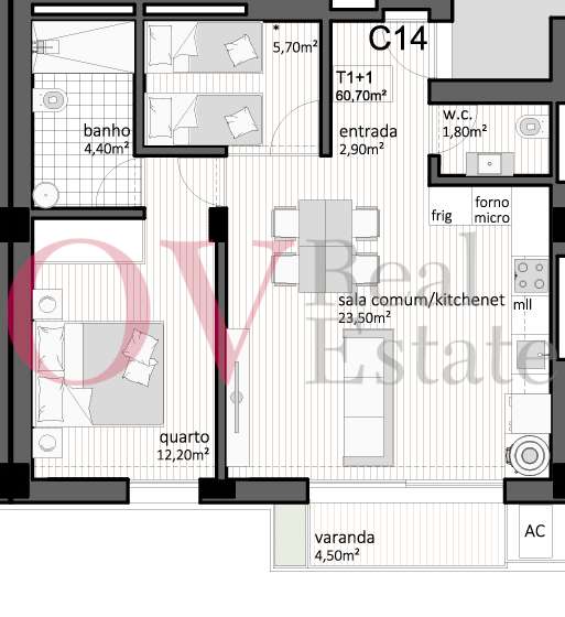 Apartamento T1+1 em construção em Arca D´Água- Campo Lindo-  Porto-6