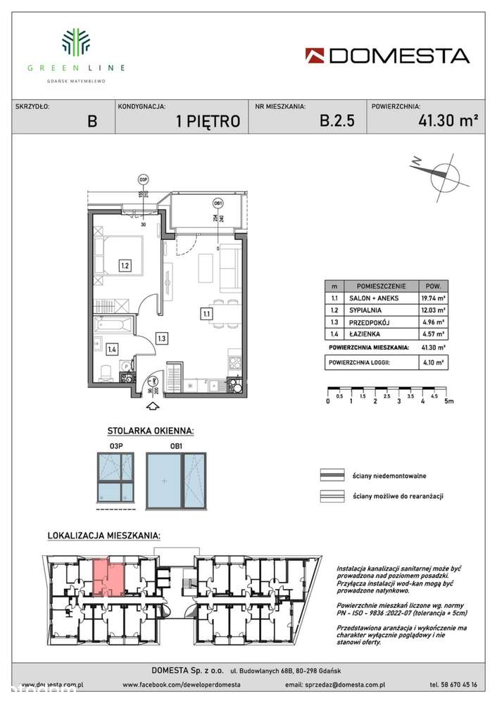 2-pokojowe mieszkanie 41m2 + loggia Bezpośrednio - Pełny obrazek: 2/7