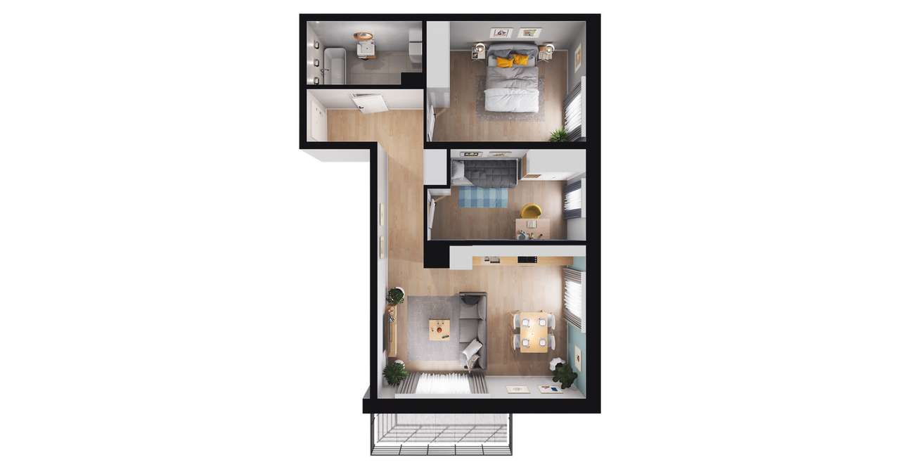 3-pokojowe mieszkanie 58m2 + balkon Bez Prowizji - Pełny obrazek: 2/8