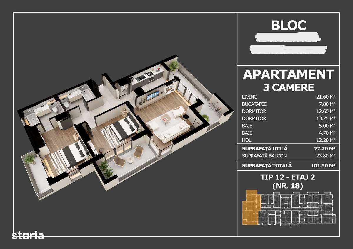 Apartament decomandat de vânzare - Popești Leordeni - 102 mp utili-12
