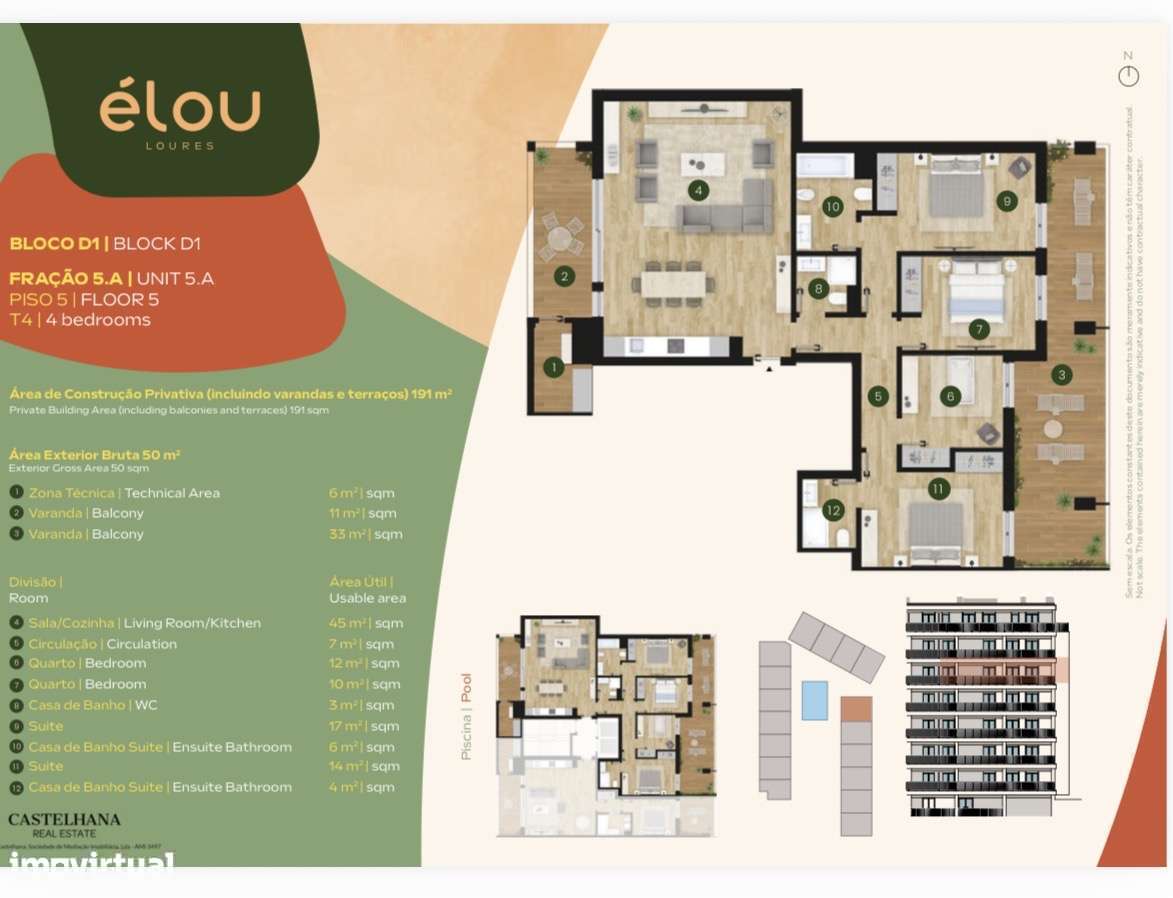 T4 Élou (Solyd) | 191 m² | 50 m² Varandas | Vista Piscina | 699.000 € - Grande imagem: 5/34