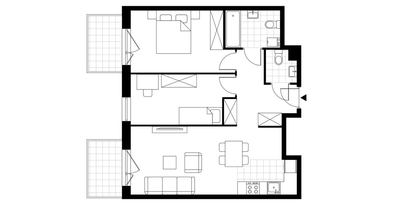 3-pokojowe mieszkanie 61m2 + 2 balkony - Pełny obrazek: 3/8